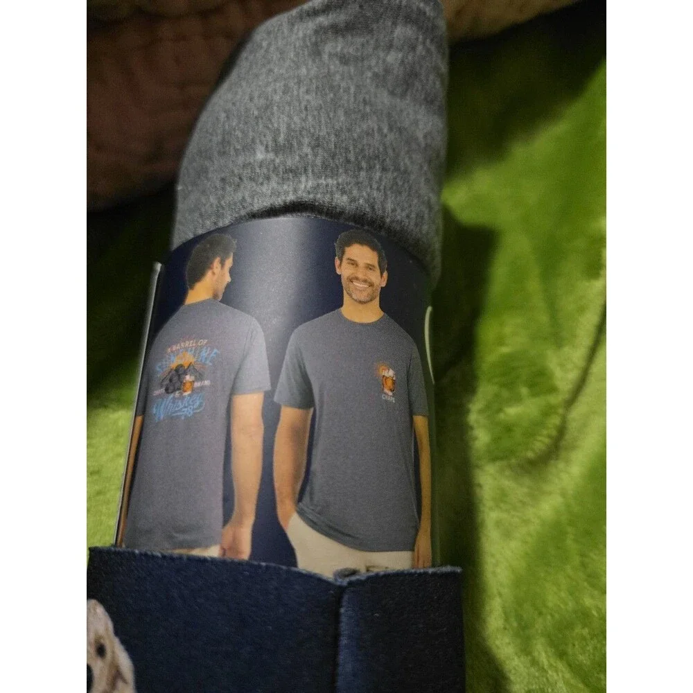 Chaps Mens Gray Short Sleeve Performance Graphic T-Shirt & Coozy